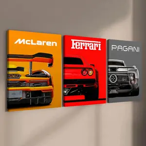 Car Pattern Canvas Painting, Modern Artistic Wall Art Print, Wall Decor for Home Living Room Bedroom Office, Ornaments, Decoration, McLaren, Ferrari