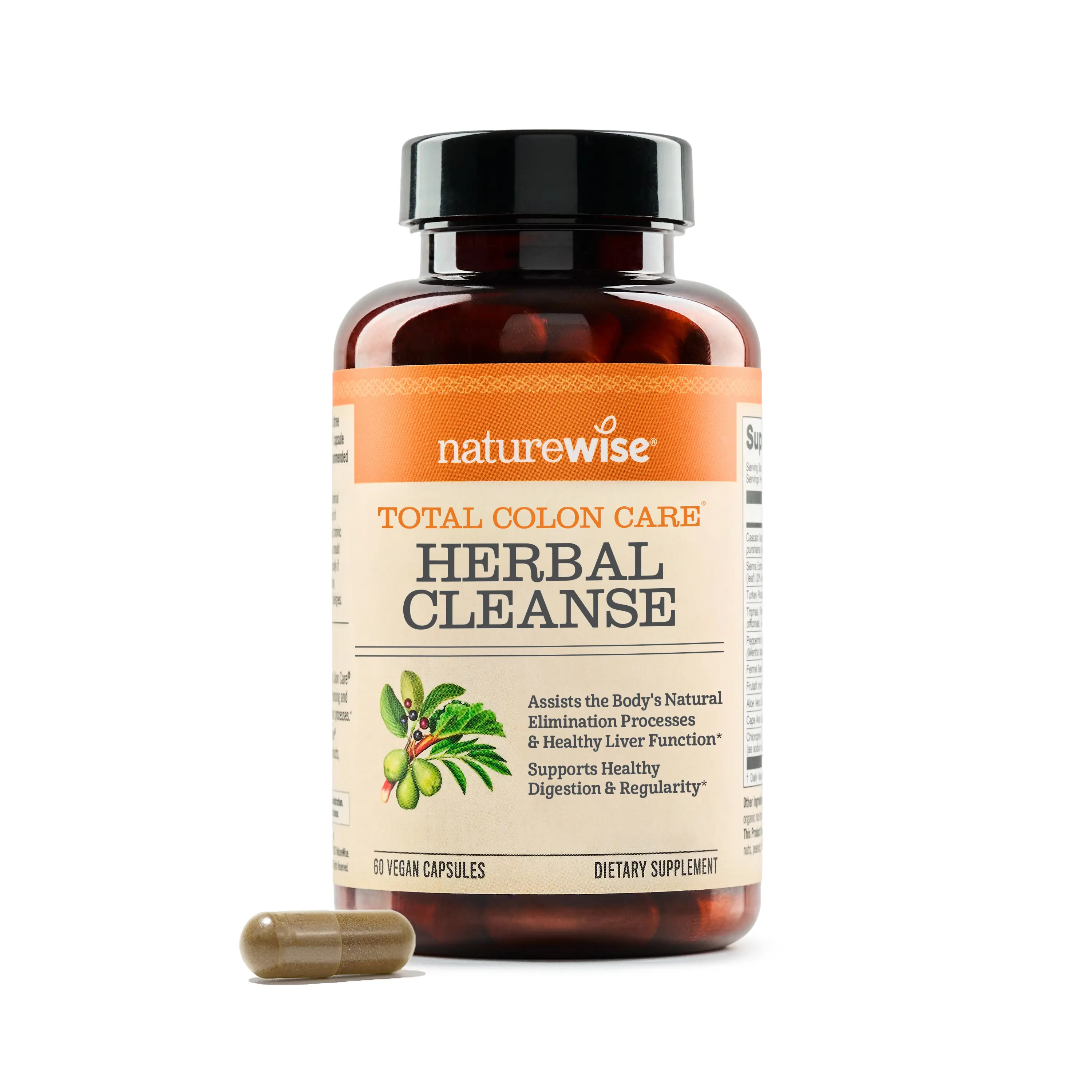 NatureWise Total Colon Care - Herbal Cleanse - For Digestion Support - Debloat Supplement -  With Prebiotics, Botanicals, & Antioxidants - for Regular Bowel Movement, Digestion, Gut Health - Vegan, Gluten-Free, Non-GMO
