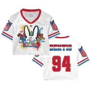 Puerto Rico Flag Crop Top Football Jersey Shirt, Gift for Unisex, Team 94 Crop Top Mesh Football Jersey 04