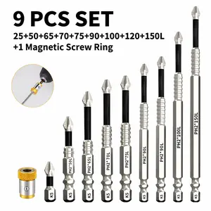 TOOLIX PH2 Magnetic Screwdriver Power Bit Set 9-Piece (25–150mm)  + Magnetic Screw Ring – Electric Drill for Home & Professional Repair, k5 drillbit, excavator tools, high  Magnetic screwdriver bit. Drill Bits,Magnetic Screw Ring