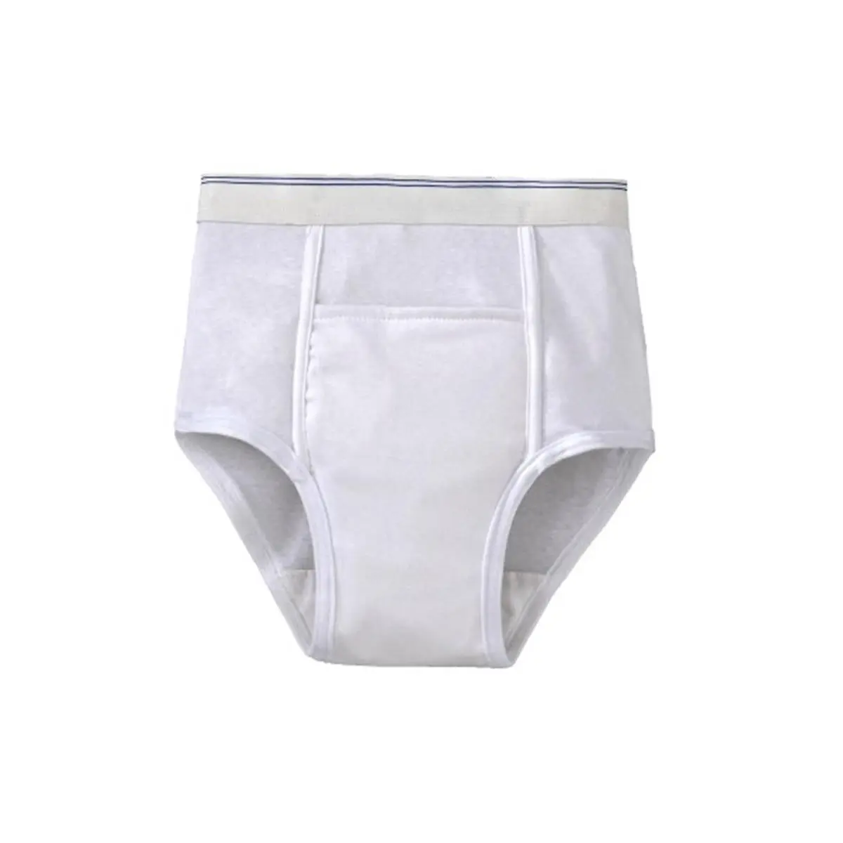 212 MAIN Men's Medium Plain Reusable Incontinence Brief - Oversized Polyester-Cotton Knit Layer, Fly Closure, Waterproof Multilayered Design for Moderate-Heavy Bladder Incontinence