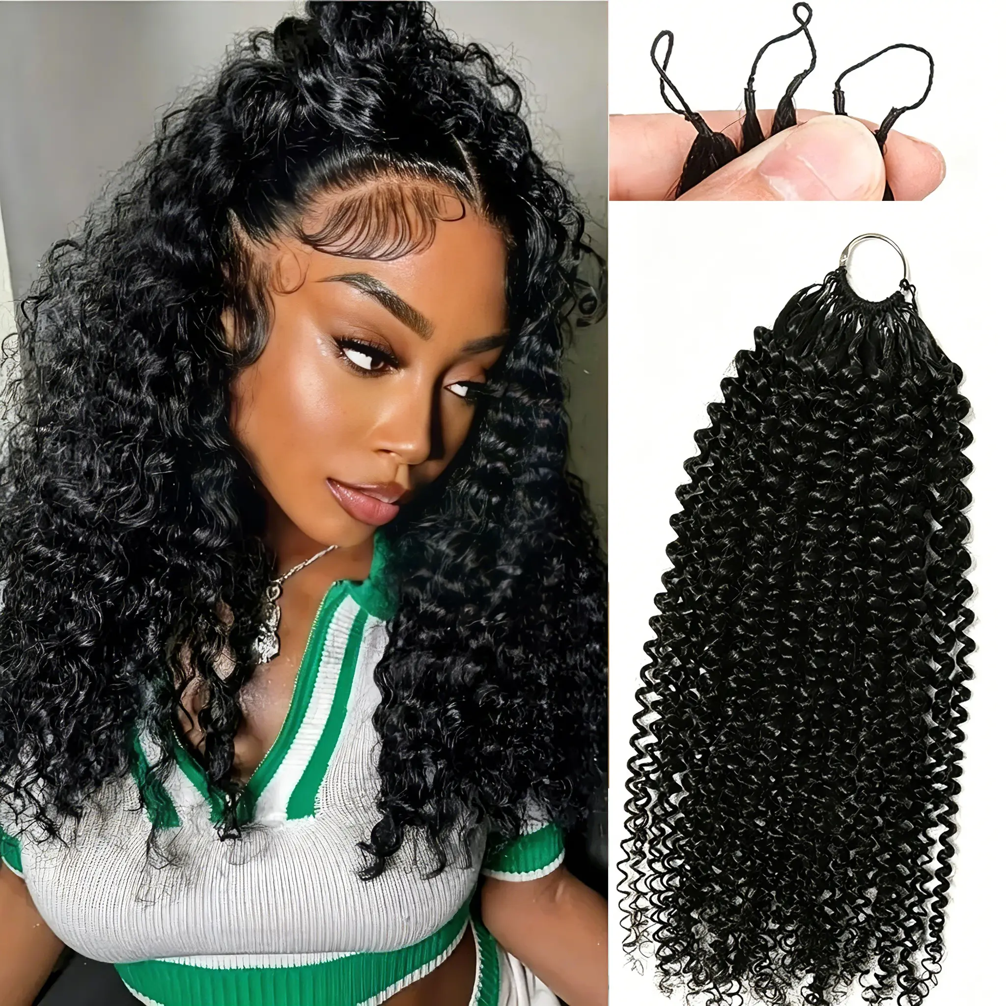 [HOT]  Burmese Curly Kinky Curly Pre Looped Feather Crochet Human Hair For Women Pre Separated Knotless Deep Wave Hair For Braiding