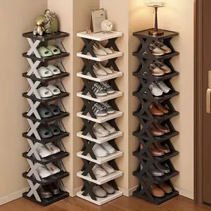9-Tier Vertical Foldable Shoe Rack, Space-Saving Corner Storage Organizer for 9-10 Pairs of Shoes & Boots, Multi-Functional Cabinet, Shoe Organizers
