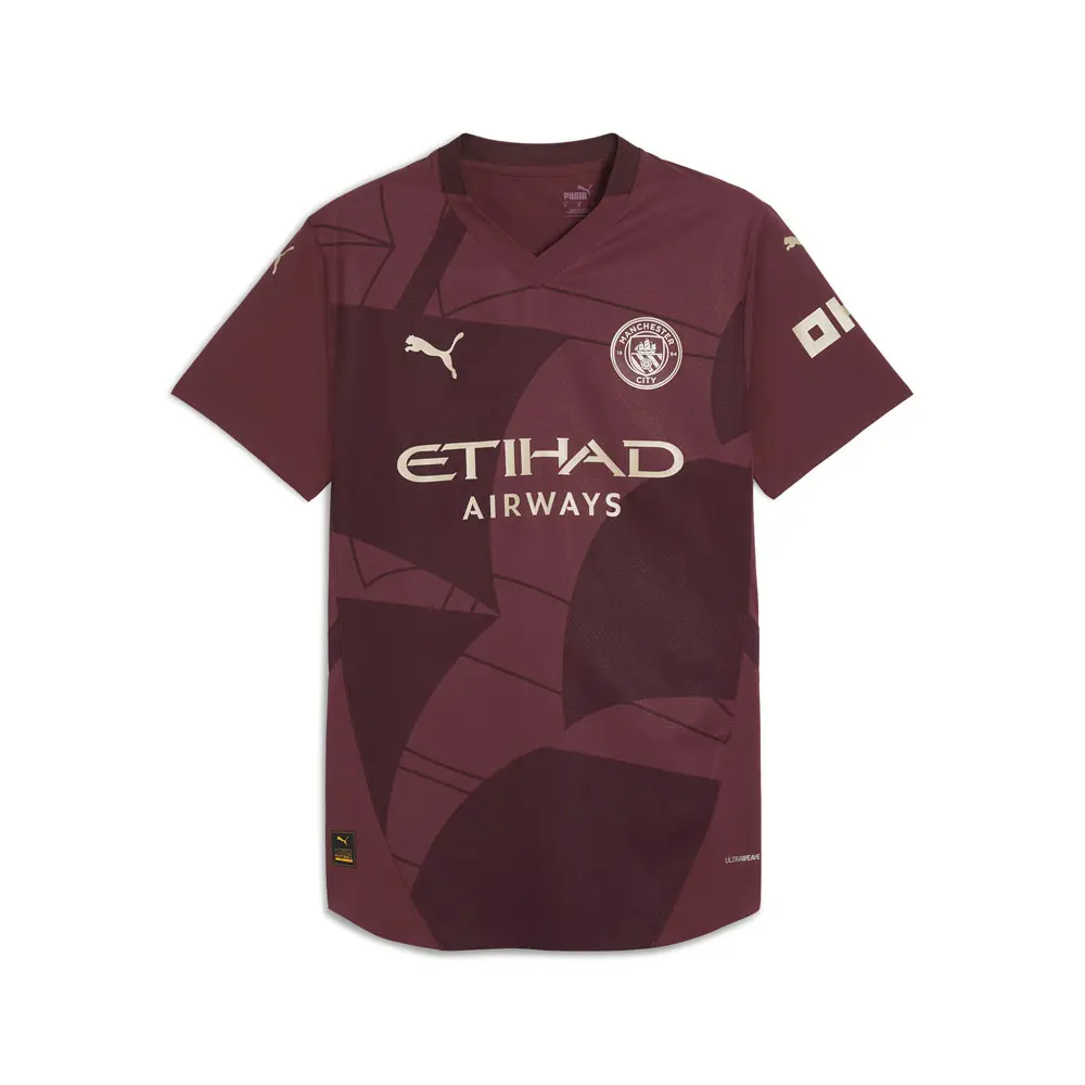 PUMA Mens Manchester City F.C. Third V-Neck Short Sleeve Jersey Casual - Red