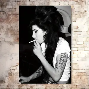 [2D Flat] 1 Piece, Pop Jazz Singer Amy Jade Winehouse, Songwriter, Celebrity Poster, Canvas Wall Art, Unframed Wall Art, Printed Painting Gift, Bedroom, Office, Living Room, Cafe Decoration, 12x18inch Frameless