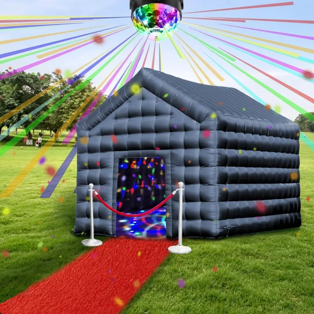 SAYOK Inflatable Frame Tent - 18x16ft Pneumatic Cube, 210D Oxford Fabric, LED & Disco Lights, Detachable Door Curtain, Stake, 1 D-Ring, Easy Setup for Halloween, Christmas, Garden Parties, Birthday, Dj Booth, Backyard