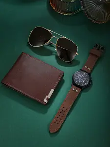 Fashionable Multifunctional Quartz Watch Set, Precision Timekeeping, Analog Watch, Classic Wallet & Stylish Glasses, Casual Style, All Seasons, Accessories Set