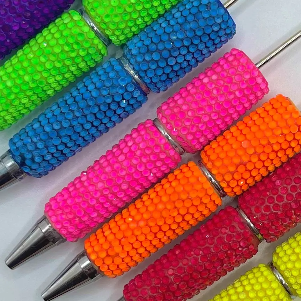 DIY Beaded Rhinestone Pens - Multicolor Beaded Jewelry Craft Supplies, 1.0 mm Medium Black Ink, Durable Retractable Design, Full Rhinestone Bling Pens for Teachers, DIY Art Gifts, Multicolor Pen, Diy Rhinestone Pens