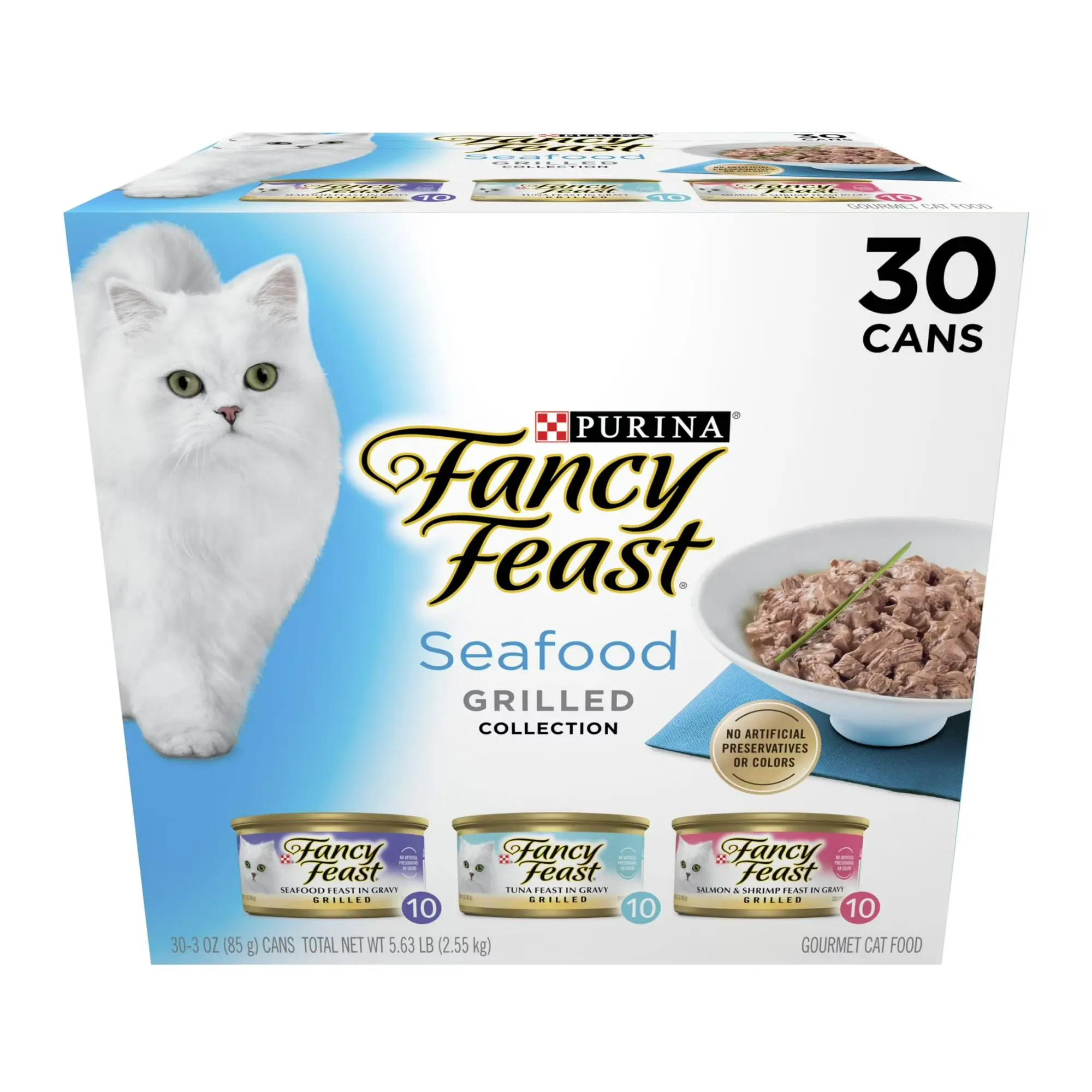Purina Fancy Feast Grilled Food, Wet Cat Food, Seafood, 3 oz Cans