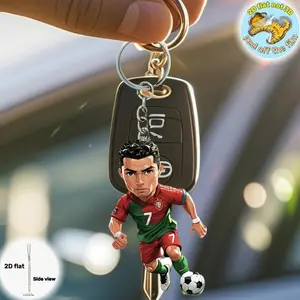 C Ronaldo Soccer Player Pendant Keychain,Football Star 2D Flat Acrylic Ornament Charms,Hanging Decora for Car,Bags,Festive,Gift