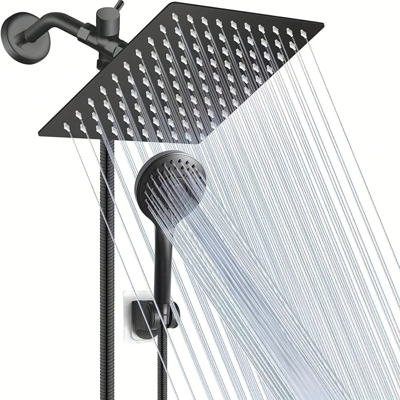 8 Inch Rain Shower Head with Handheld, High-pressure Shower Head Combo and 5 Settings Handheld Showerhead, Powerful Low-pressure Water Shower Spray