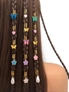 20pcs Butterfly Braid Clips, Crystal Dreadlock Hair Accessories, Colorful Butterflies Pendant Charms, Pearl Shiny Hair Jewelry Gifts, Flower Hair Clip, Hair Clip Set