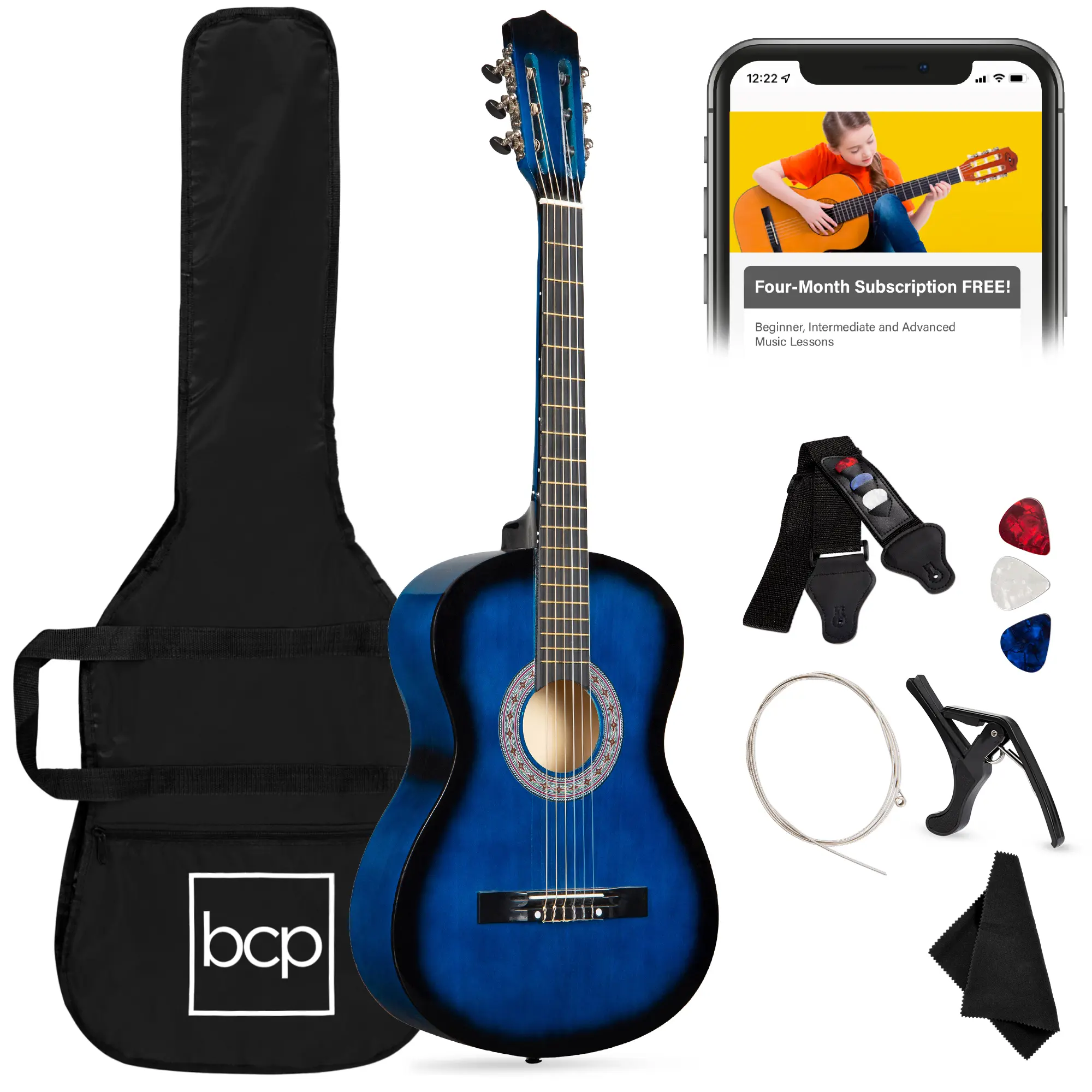 Best Choice Products 38in Beginner Acoustic Guitar Starter Kit w/ Gig Bag, Strap, Strings Best Choice Products 38in Beginner Acoustic Guitar Starter Kit w/ Gig Bag, Strap, Strings