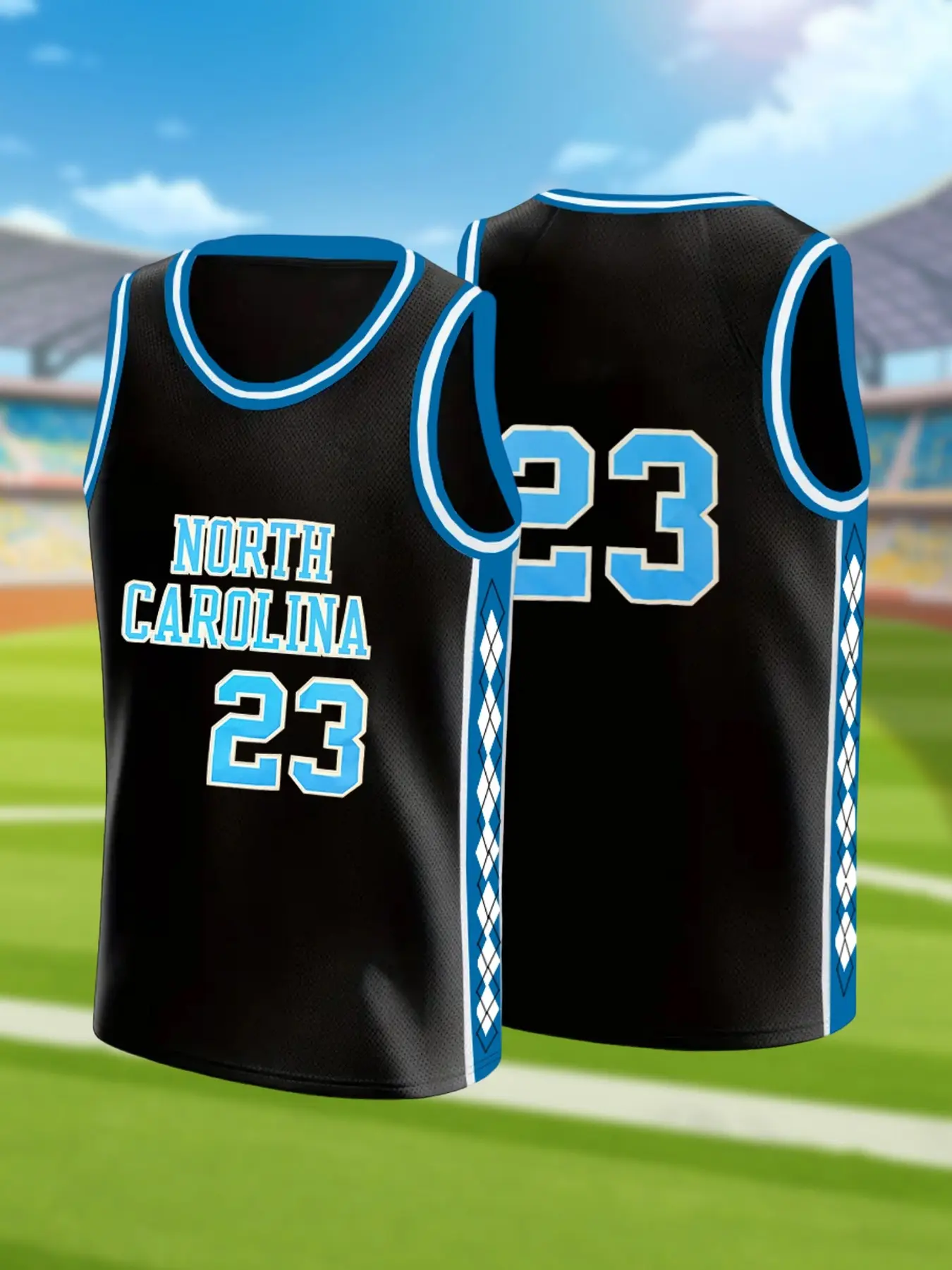 North Carolina #23 Men's Basketball Jersey, Retro Sleeveless Mesh Breathable Quick Dry Sports Uniform, Athletic Activewear, College Basketball Shirt for Fans, Casual Streetwear for Training & Game, Sports Clothing