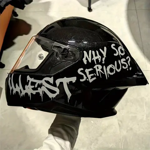 1SET Playful Graffiti Joker “WHY SO SERIOUS?” Sticker Decal - For helmets, motorcycles, backpacks. Full of playful casual vibe, add personalized logo. A favorite decor for cool lovers! Motorcycle Stickers Motorcycle Decoration Graphic Decal