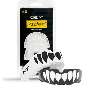 2 Pack Rush Mouth Guard for Boxing and Other Sports (Black & White Fangs)