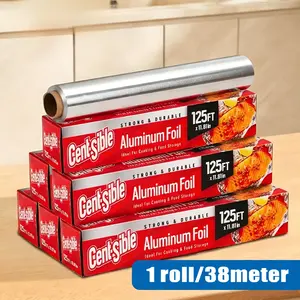 125ft  x 11.81in aluminum foil Suitable for one-time packaging of food items in restaurants, such as wraps, hot dogs and sandwiche Disposable