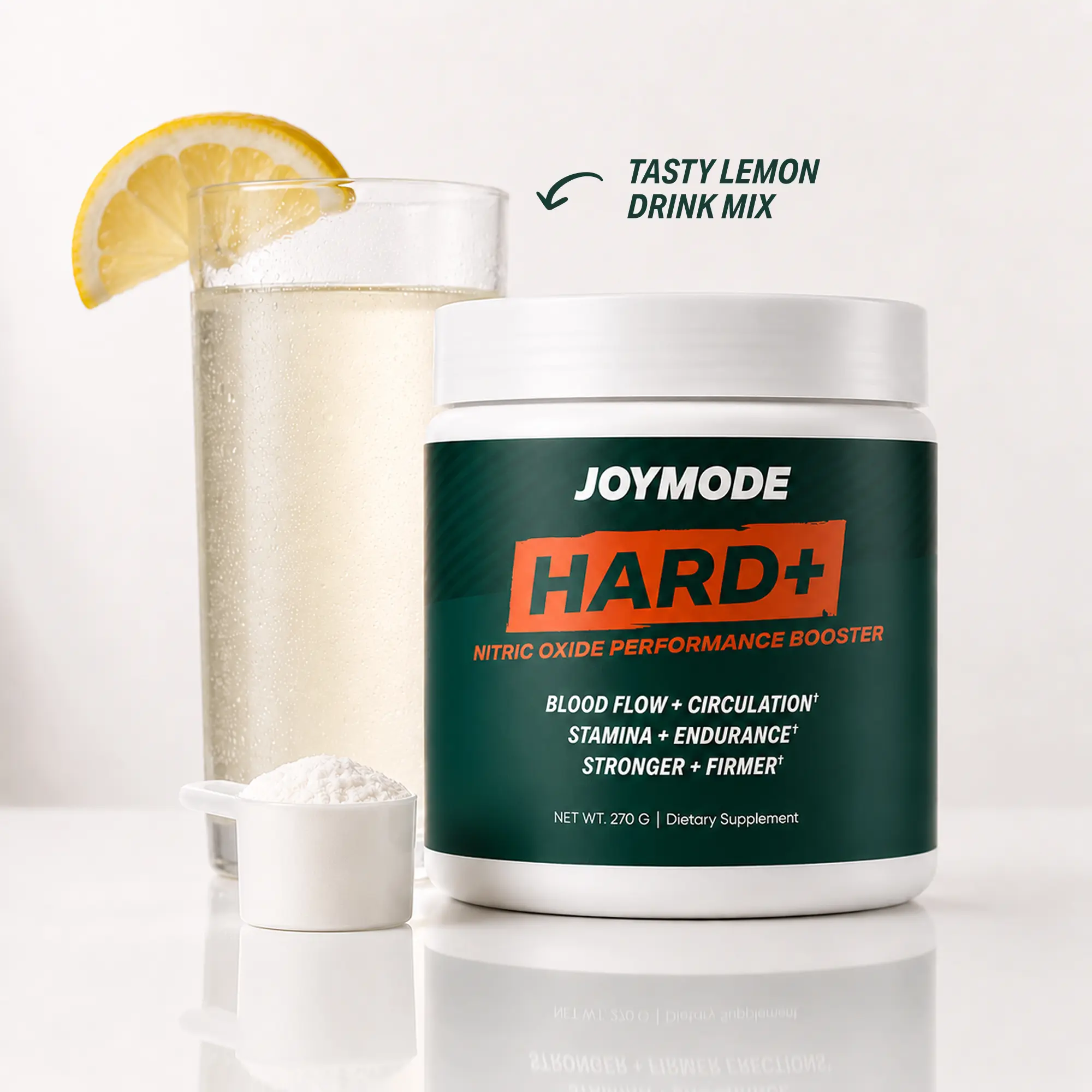 JOYMODE Hard+ Nitric Oxide Support Drink Mix for Men – L-Citrulline, Arginine Nitrate, Panax Ginseng & Vitamin C – Blood Flow, Circulation, Stamina & Vitality – Lemon, 30 Servings