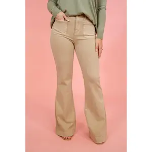 Risen Sand Front Pocket Flares, REG + CURVY