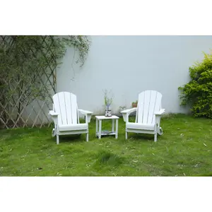 Folding Adirondack Chair with Side Table, 3-Piece Adirondack Chair Set (2 Chairs and 1 Table)