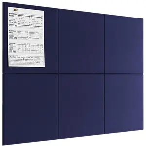 MaxGear Large Dark Blue Wall Mount Cork Board (36"x24") - Office Pin Tack Board with 6-Pack Felt Wall Tiles, Pushpins for Office Decoration