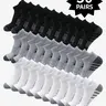30/15 Men's Solid Striped Ankle Socks, Breathable Sports Socks, Sporty Comfortable Breathable Socks for Everyday Wear Men's Sock Sets, Multi-Pair Packs, All-Season Style