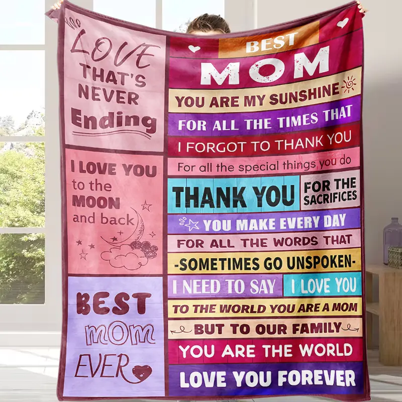 Best Mom Ever Personalized Throw Blanket - Ultra-Soft Plush Throw with Heartfelt Quotes, Sentimental Warm Rustic Design, Ideal for Mother’s Day, Birthdays, Throw Blankets, Personalized Blankets