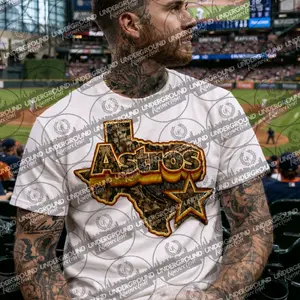 Astro Camo T-Shirt - Astros Camo Design, Short Sleeve, Regular Fit, Casual Style, Suitable for All Seasons