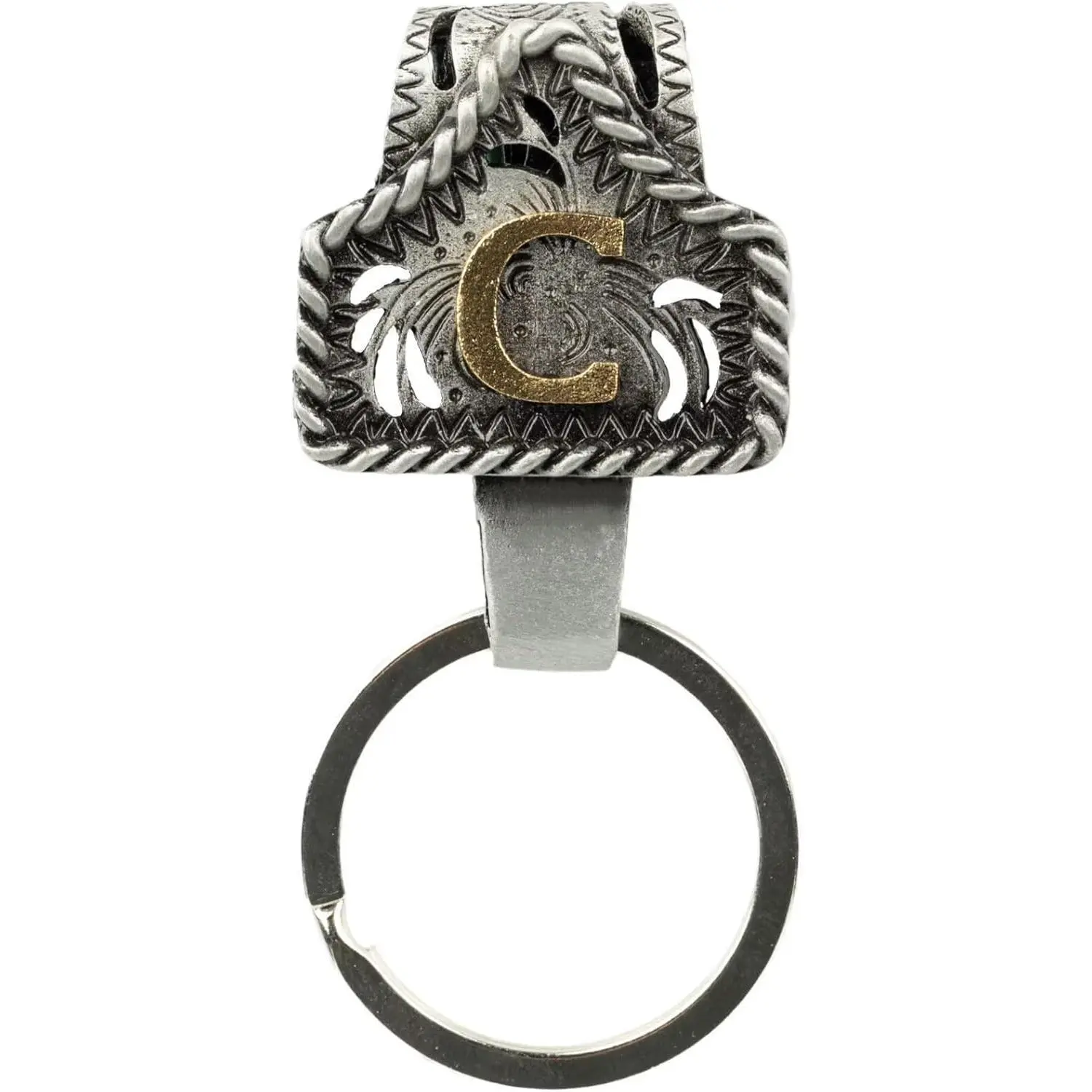 Vintage Western Cowboy Letter Keychain Pendant - A-Z Initial Key Chain Clip with Horseshoe, Star, Non-Woven Design, Everyday Pocket/Bag Accessory, Personalized Any Occasion Gift Idea for Daily Carry