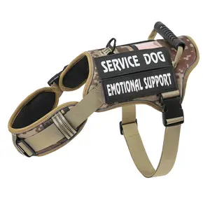 Adjustable Reflective Tactical Service Dog Harness with Molle And Control Handle - Pet Vest Harness for Easy Walking And Training - No More Pulling, Tugging Or Choking tactical dog harness