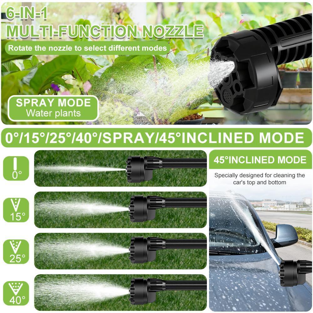 Cordless Pressure Washer, 21V Portable Electric Power Washer with 200W Motor, 13000mAh Battery, 6-in-1 Nozzle, Foam Cannon & 5M Hose, High-Pressure Cleaning Gun for Car,for Valentine’s Day Gift