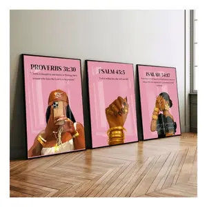 Set of 3 Black Christian Girl Wall Art, Scripture Print, Bible Verse Wall Art, Girl Room Decor, Christian Wall Print #15