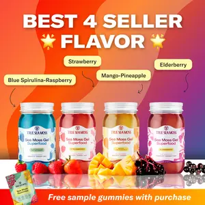 True Sea Moss Gel - Top 4 Best Selling Flavors with Gift: Mango-Pineapple, Strawberry, Elderberry, Blue Spirulina – Rich in Essential Minerals & Vitamins – supports overall vitality