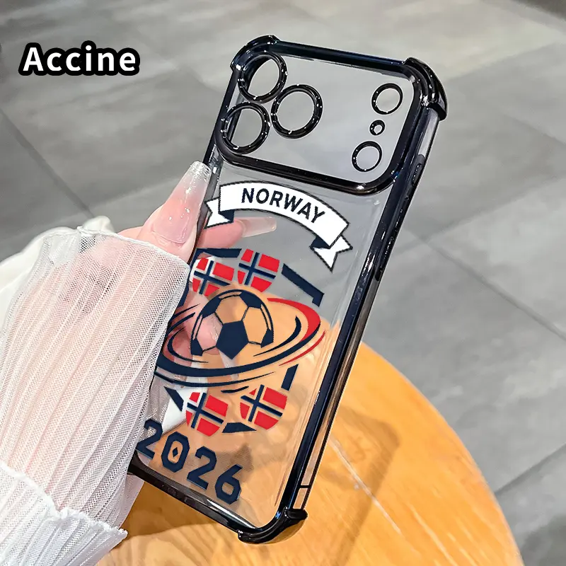 Transparent Protective Phone Case with Lens Protection - Durable Soft Silicone Casing for iPhone 17 Pro Max, 16, 15 Plus, 14, 13, 12, 11, SE - Norway Soccer Emblem Pattern - Mobile Phone Accessories Gift, Smartphone, Handheld