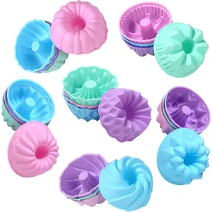 24-Pack Silicone Molds - Nonstick 3-Inch Silicone Donut Mold, Baking Cups, Donut Pan, Muffin, Jello, Bagel Pan - Oven, Microwave, Dishwasher Safe