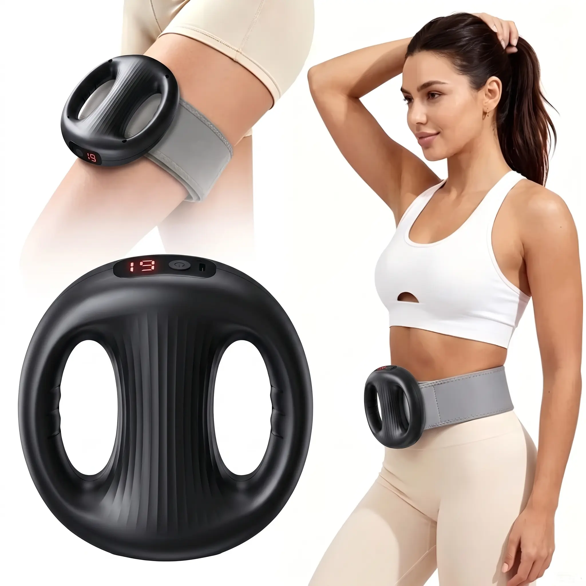 Ergonomic Ring-Shaped Fascia Massager, Multi-Functional Vibrating Tool with Sit-up Assist for Arm and Abdomen Training, USB Rechargeable, Usb Rechargeable Massagers