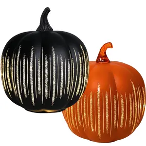 LED Starry Night Pumpkin Lantern,  Patio Decoration Ornament Gift，Glass Decorative Pumpkin Lantern, Flashing Effect, Suitable for Home Bedroom Hallway, Thanksgiving, easter home decor,Halloween Decor Night Light(orange+black)