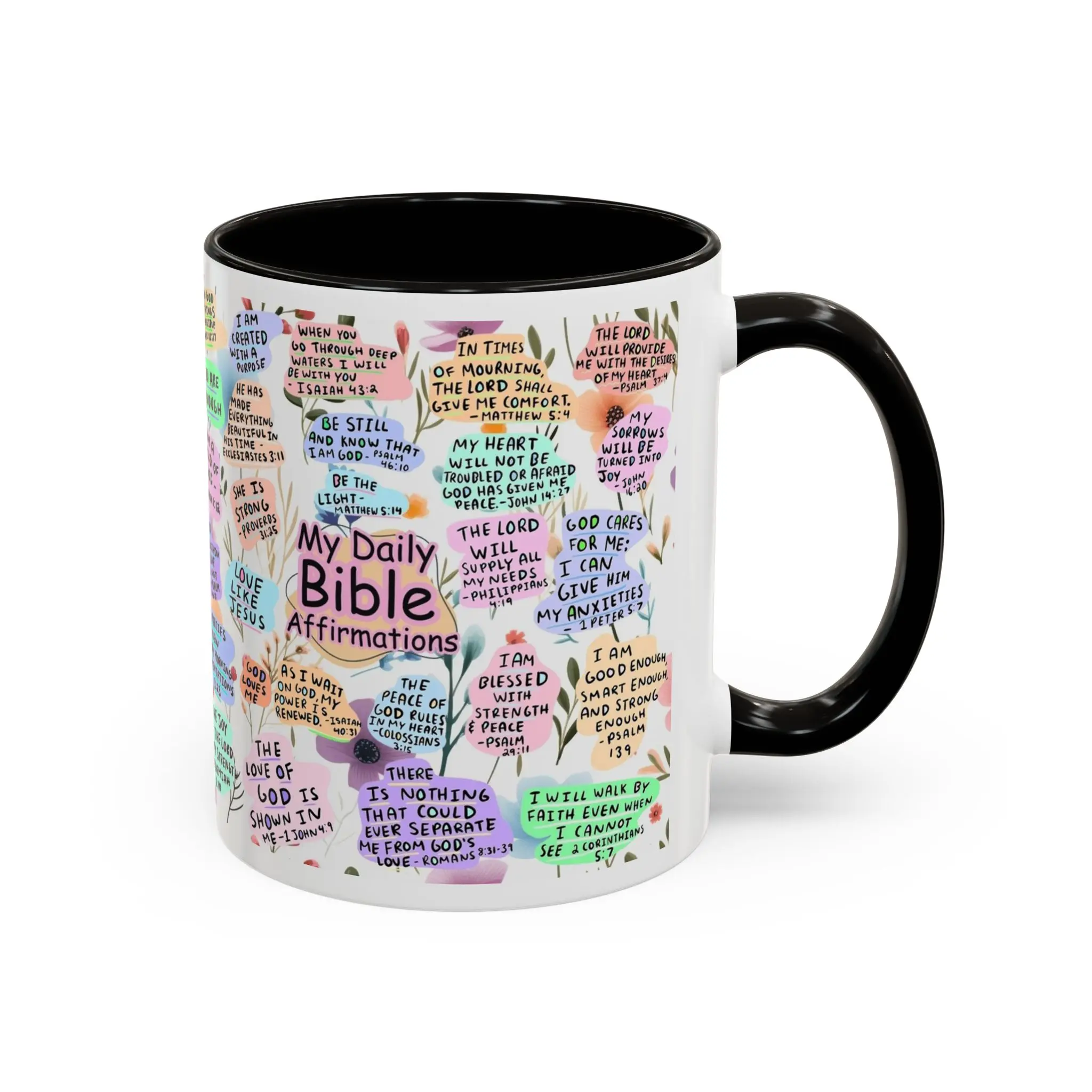 My Daily Bible Affirmations Mug | Inspirational Scripture Quotes, 11oz or 15oz