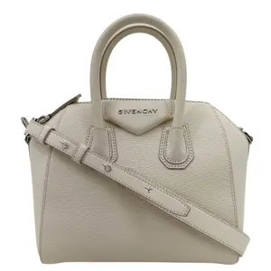 Pre-owned GIVENCHY Leather Shoulder Bags Antigona Mini Satchel Shoulder Bag Off White