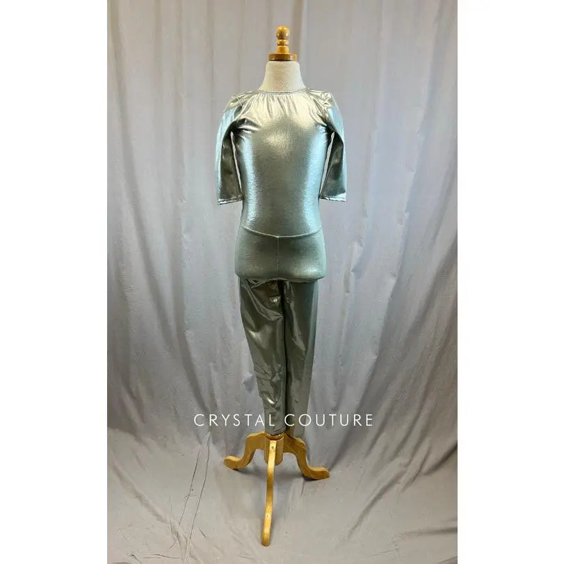 *Brand New* Silver Metallic Lycra Unitard