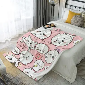 Cartoon Chiikawa Thow Blanket Lightweight Soft Flannel Blanket  Gifts For Chiikawa Loves Suitable For Sofa Beds Living Rooms Suitable For Children And Adults Birthday Gifts Holiday Party Happy Halloween Blankets