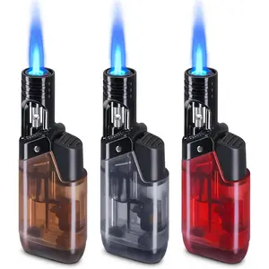 3 Pack Lighter Mini Refillable Butane Lighters Lighter Long Wand Lighter Windproof Gas Lighter Jet Multi-Purpose for Candle Camping BBQ Grill(No Fuel) Colors