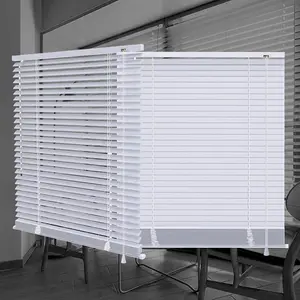 Mini Blinds Aluminum Venetian Slat Blinds Blackout Horizontal Shades for Windows Anti-UV Waterproof Light Adjustment Bathroom Temporary Easy to Install 34" W x 64" L,White