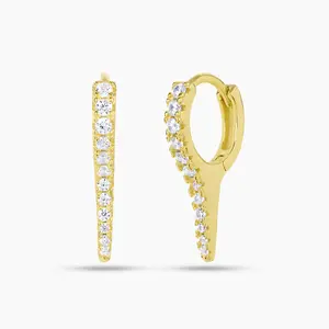 Swagy Chic Mini Spike Huggies, Hoop Earrings Gold with CZ Accents, Spiked Twist Design, Layering Friendly Costume Jewelry Earrings