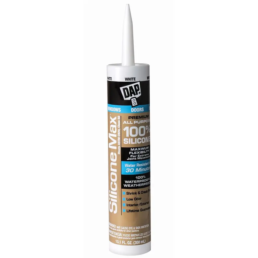Dap 268049 All-Purpose Silicone Rubber Sealant - 10.1 oz, Clear, Waterproof, Low Odor, Shrink & Crack Proof, Flexible, Interior/Exterior Use, Ideal for Doors, Windows & Joint Movement (Water Resistant in 30 Mins), Flexibility