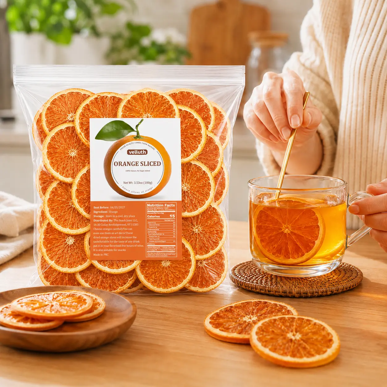 3.53oz Dried Blood Orange Slices, 100% Freeze-Dried Fruit Slices for Tea, Drinks, Baking, Home Decor, DIY Gifts, Family Gathering and Holiday Gift Bundle