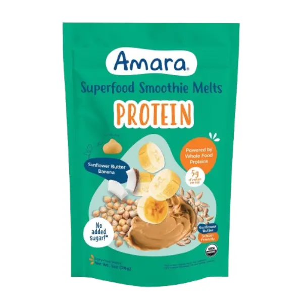 Amara Organic Protein Superfood Smoothie Melts – Plant-Based Toddler Snack, No Added Sugar, Dairy-Free