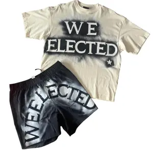 We Elected Shirt and Shorts Set with Bold Text Design and Matching Shorts
