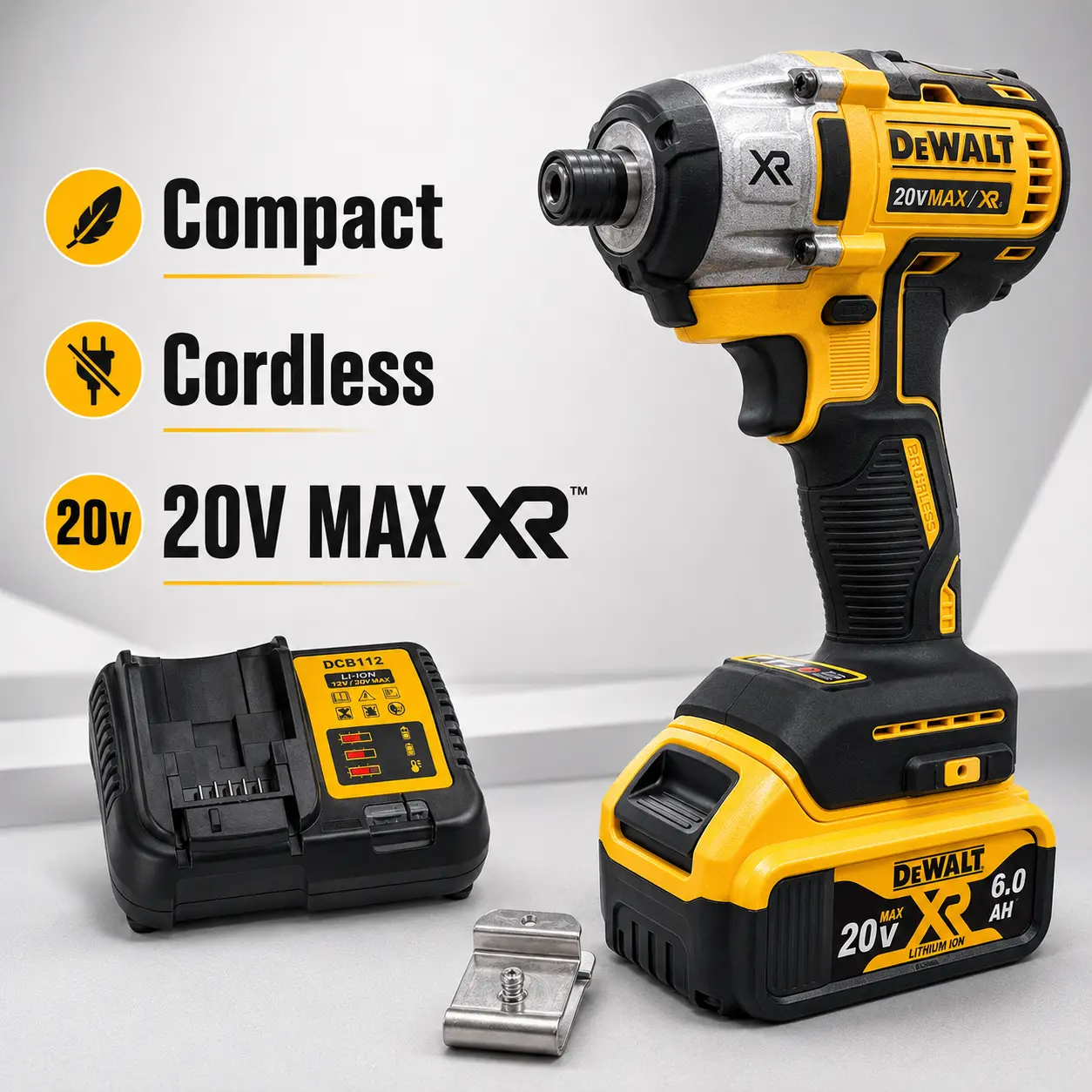 Dewalt 887 Cordless Impact Drill - Wireless Lithium Drill, Brushless Motor, 3250RPM Powerful Performance, 1/4" Chuck Screw Gun, 20V Battery Compatible Cordless Power Tool, Cordless Power Tools