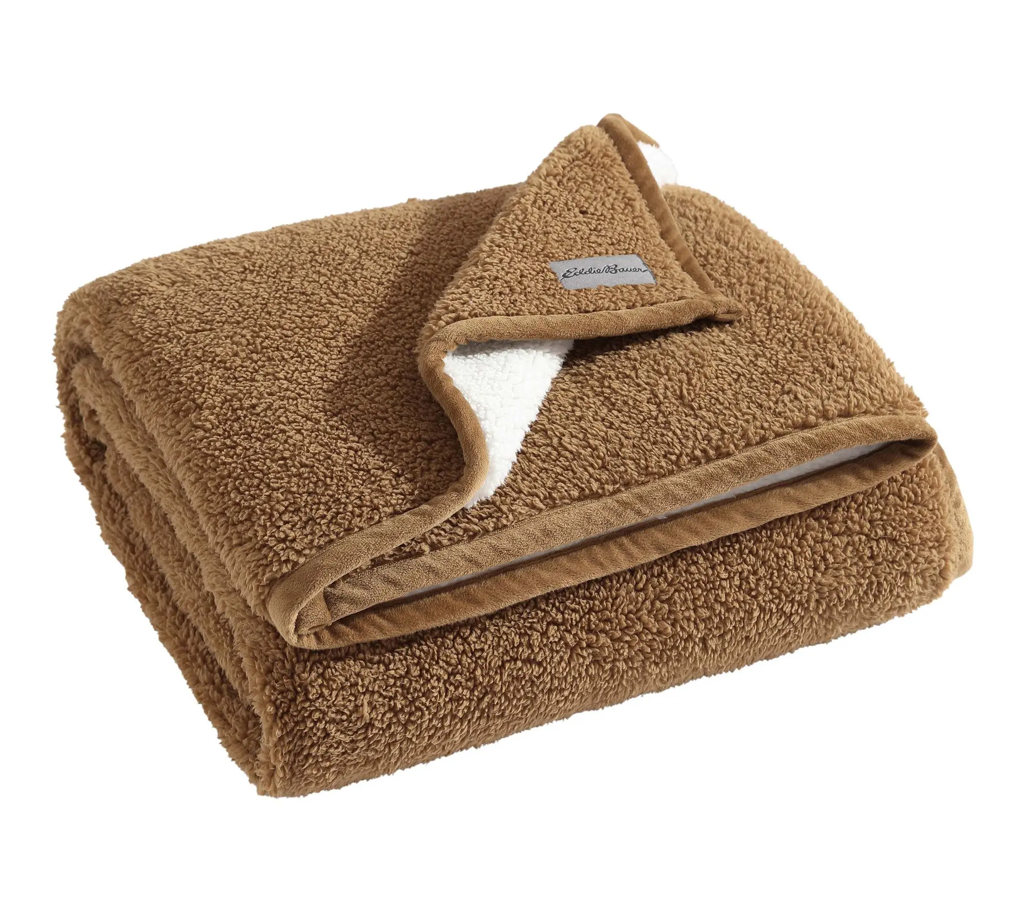 Eddie Bauer Solid Reversible Brown Sherpa 50"X60" Throw Eddie Bauer Solid Reversible Brown Sherpa 50"X60" Throw